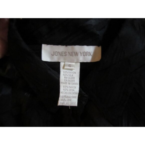 Jones New York Vintage Sheer Button-Up Blouse Black Rayon & Silk Size 6 - Picture 5 of 5